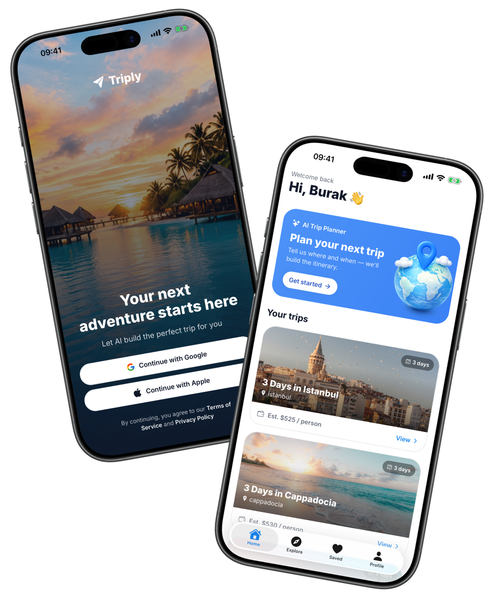 The Geziway app sign-in and home screens